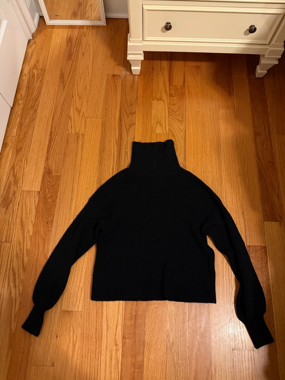 Black Turtleneck Women's Sweater - Classic Rib Knit